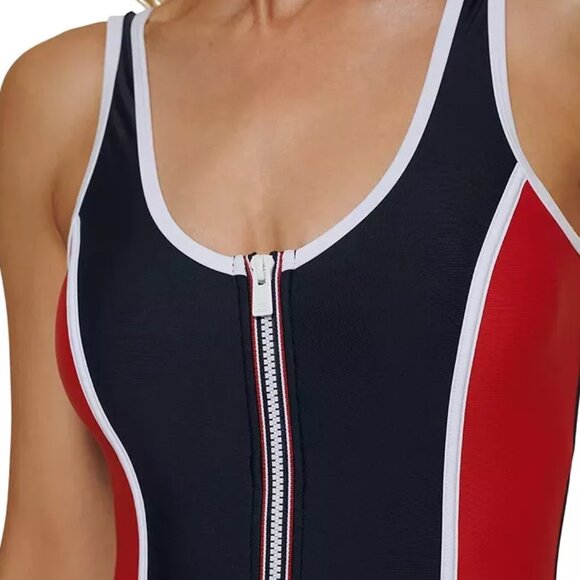 Tommy Hilfiger Seamed One-Piece Zip-Up Swimsuit NWT Sz XL - Picture 2 of 12
